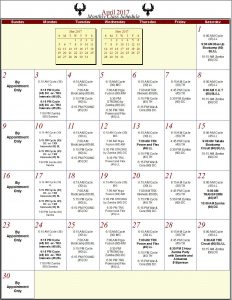 Phoenix Athletica April Schedule