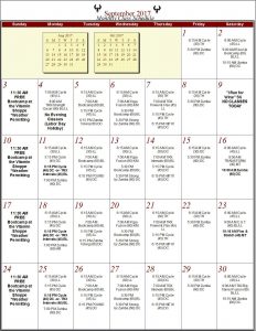 Phoenix Athletica September Schedule