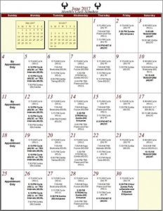 Phoenix Athletica June Schedule