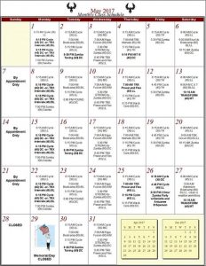 Phoenix Athletica May Schedule